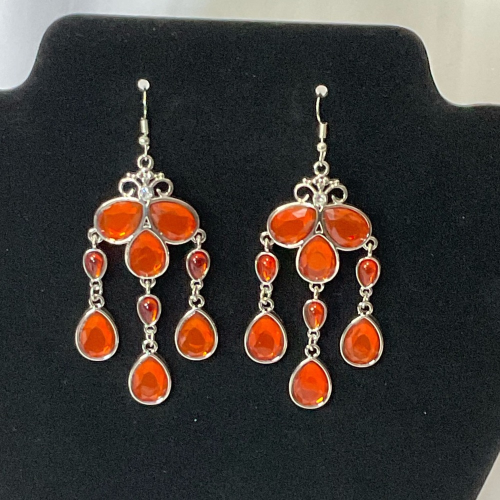 Paparazzi Women’s Orange Ring & 3 Piece Earrings Jewelry Set - Picture 2 of 8